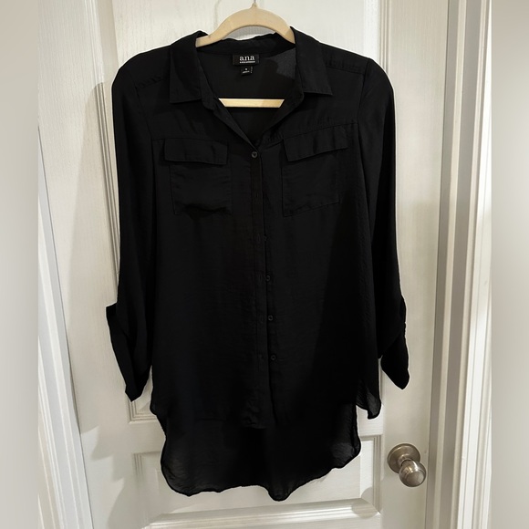 Ana black button up blouse size small - Picture 1 of 4